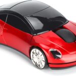 2.4GHz Wireless Mouse Car Shape Ergonomic Optical Cordless Mice with USB Receiver Mause for PC Office Laptops(red)